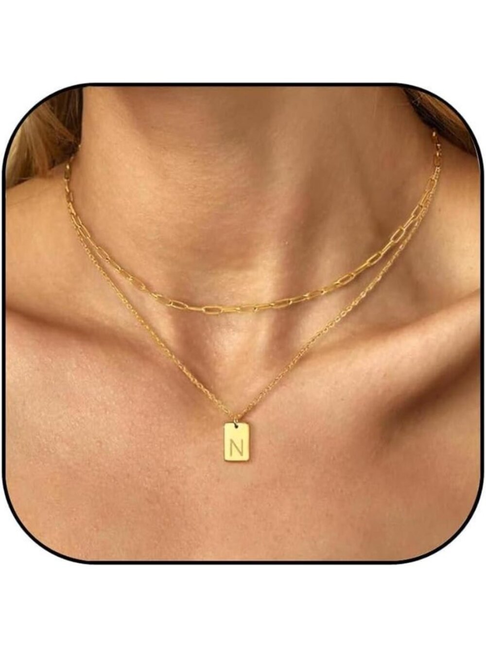 Gold Initial Pendant Necklace 18K Gold Plated Alphabet Letter Pendant Choker